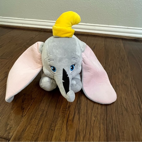 Disney Store Dumbo With Feather in Nose Plush with Yellow Hat - Picture 1 of 7